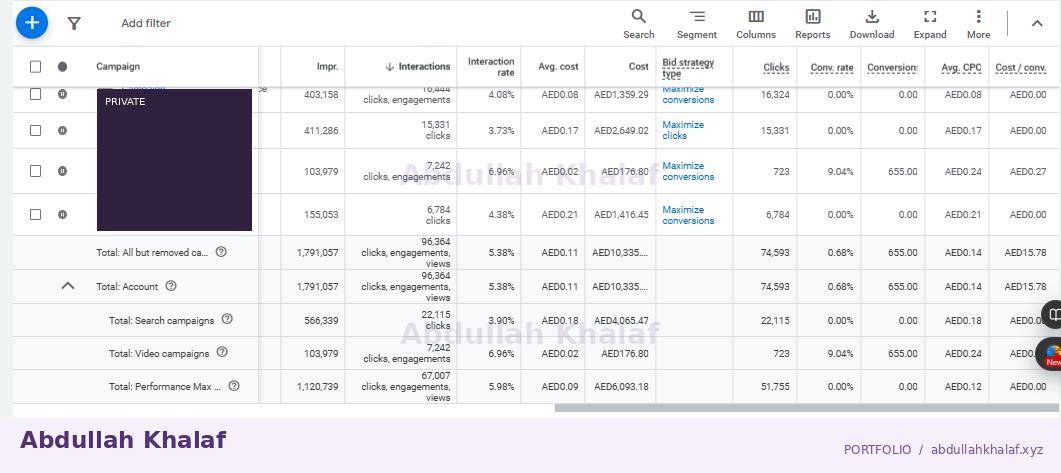 Google Ads · historical report — private details removed