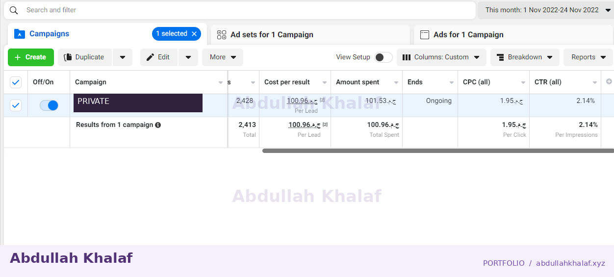 Meta Ads · historical report — private details removed